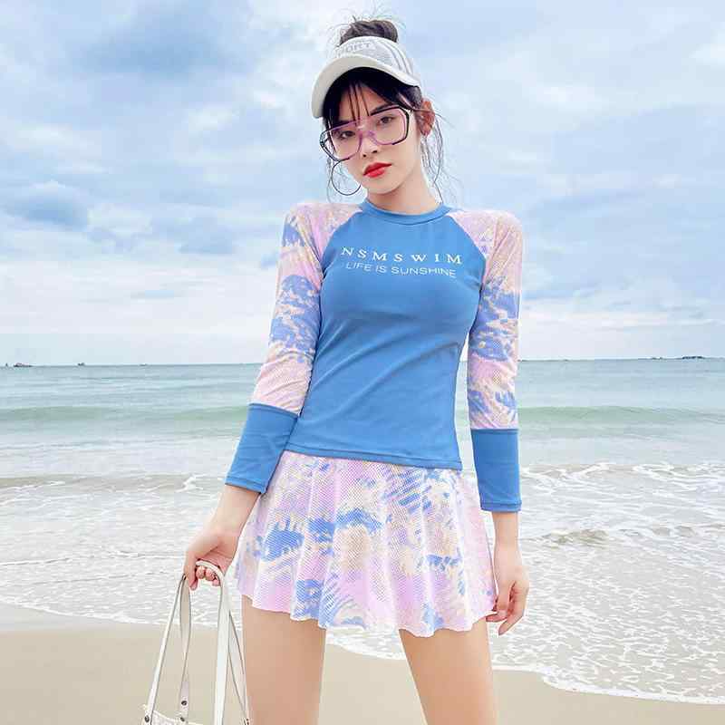 水着 レディース セパレート 長袖 2点セット 体型カバー 露出控えめ スカート スタイルアップ 温泉 リゾート
