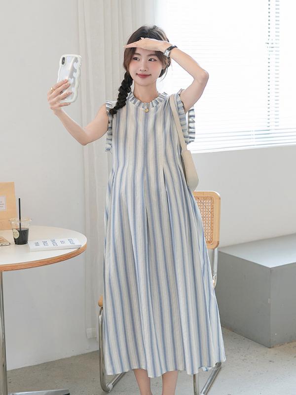 ワンピース マタニティ レディース ノースリーブ ストライプ 涼しい 通気性 日本製風 文芸風 ゆったり 大きめサイズ オールシーズン・カテゴリ: ワンピース・ネックライン: クルーネック・袖丈: ノースリーブ・素材: 綿95%以上・スカート丈: ミモレ丈・カラー展開: 藍白ボーダー・サイズ展開: フリーサイズ, M, L・スカートシルエット: ハイウエスト