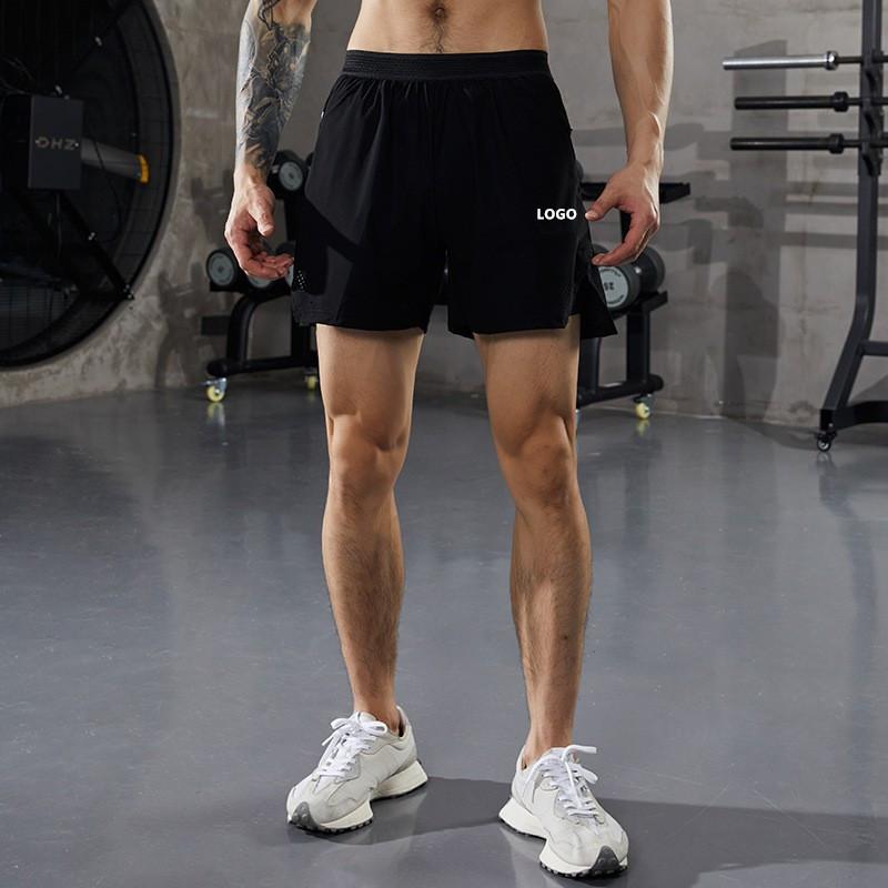 ショートパンツ メンズ 春夏 ボトムス ランニング トレーニング フィットネス レイヤード風 インナー付き 速乾 軽量 ストレッチ スポーツウェア