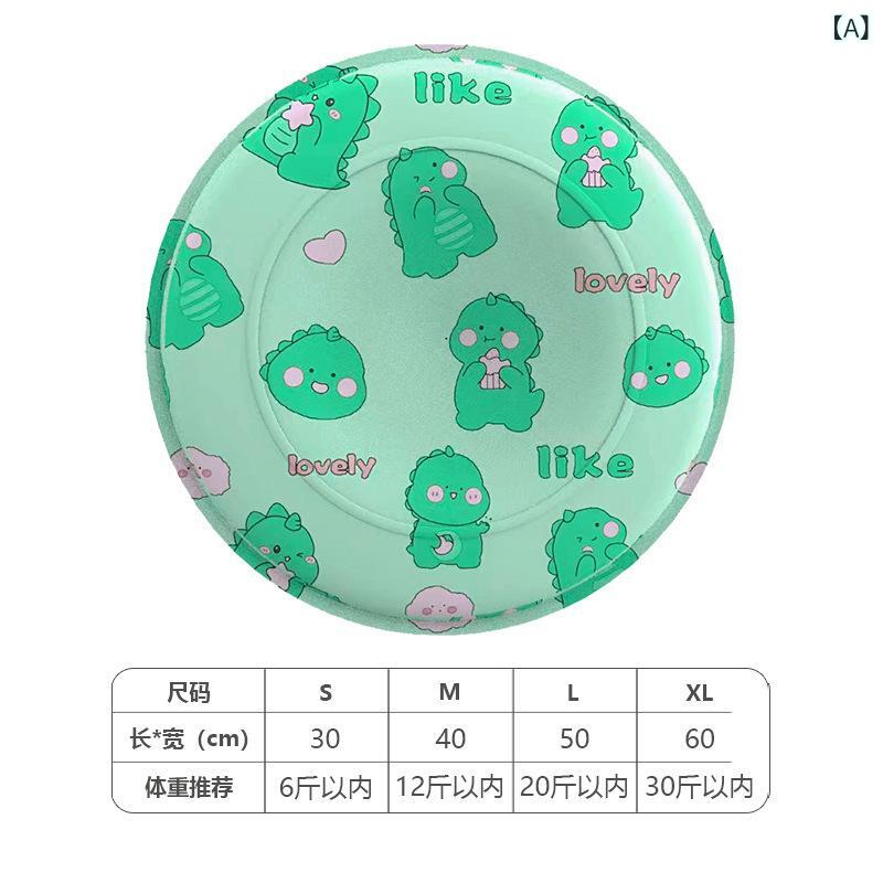 ペット用品 冷却マット 女の子 男の子 猫 犬用 接触冷感 ひんやり 涼しい オールシーズン 噛みつき防止 防汚 暑さ対策 快適 睡眠用ベッド 敷きパッド 柔らかい クッション性 通気性・素材: プラスチック・製品カテゴリ: 氷マット・カラー展開: 超萌恐龙-圆形・サイズ展開: S-30cm（円形）,M-40cm（円形）・対象: 犬