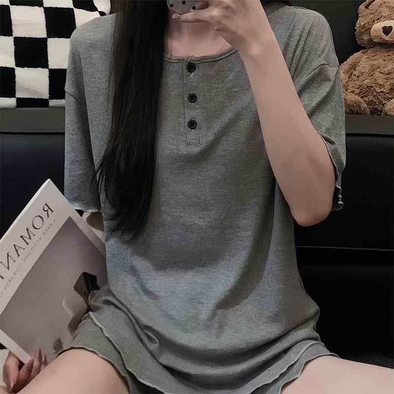 ルームウェア レディース 上下セット 半袖 ショートパンツ 丸首 無地 シンプル カジュアル 学生 部屋着 パジャマ 春夏