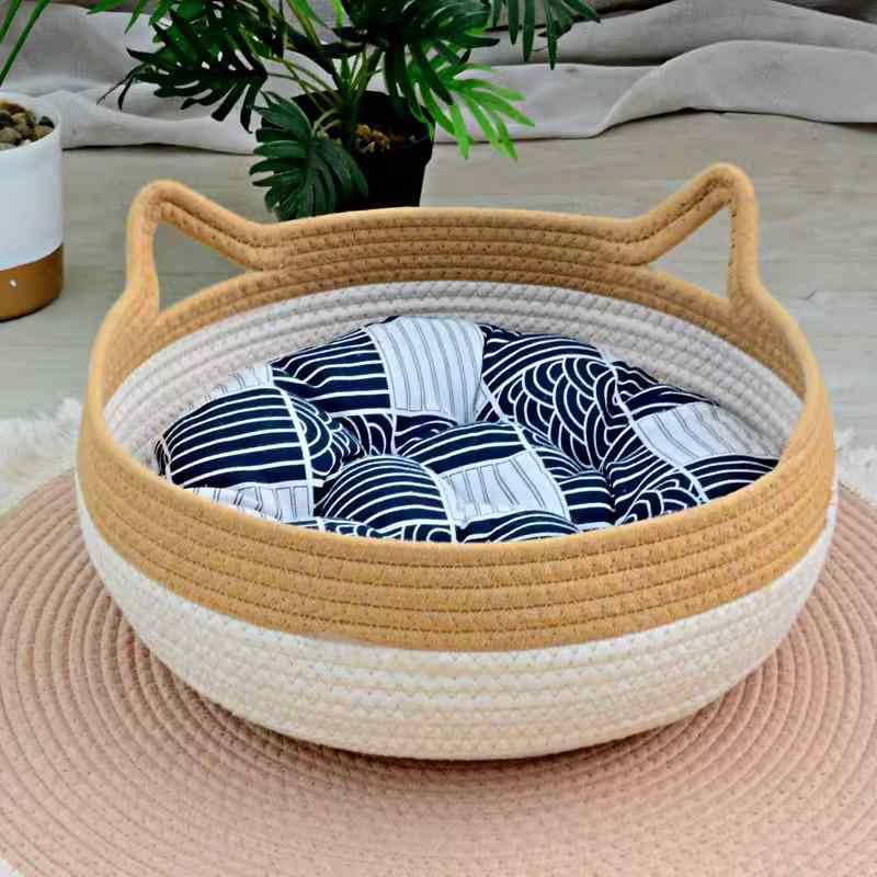ペットベッド 猫用 オールシーズン 爪とぎ 一体型 接触冷感 マット 冷却シート かわいい おしゃれ 毛がつきにくい 滑り止め 快適 耐久性 休息スペース インテリア雑貨 室内用・素材: 綿・製品カテゴリ: 猫用ベッド・カラー展開: 双色+藍パッド+涼席, 双色+白パッド+涼席, 双色+藍パッド+靠枕+涼席, 双色+藍パッド, 双色+白パッド+靠枕+涼席, 双色+白パッド, 双色+藍パッド+靠枕, 双色+白パッド+靠枕, 白色+白パッド+靠枕, 白色+白パッド+涼席, 白色+白パッド+靠枕+涼席, 白色+白パッド, 双色裸窩・サイズ展開: 小号（1.5kg内小奶猫）34CM, 中号（最大5kg内猫）40CM, 大号（最大8.5kg内猫）46CM・対象: 猫・カテゴリ: ペット用ベッド、ケージ