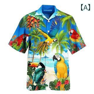シャツ メンズ レディース アロハシャツ 半袖 カジュアルシャツ ビッグシルエット ヴィンテージ風 プリント柄 普段着 アメカジ ストリート系 ゆったり vision-stores-10319268 ビジョンストア サンプル画像2