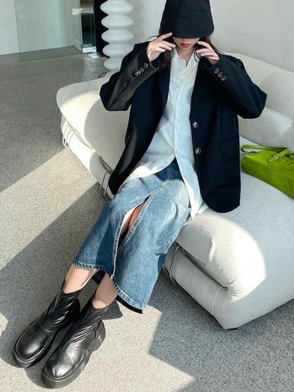 スカート レディース デニム ロング丈 タイト スリット ハイウエスト Aライン 秋服 普段着 カジュアル 通勤 きれいめ