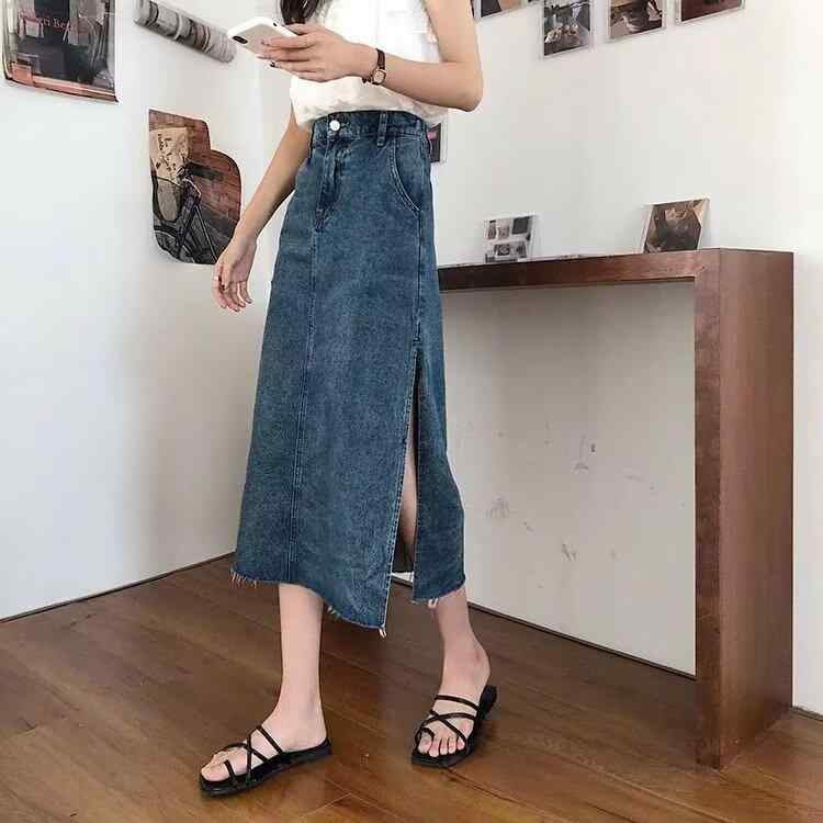 デニムスカート レディース Aライン ミモレ丈 スリット入り ハイウエスト 着痩せ レトロ ヴィンテージ風 シンプル 無地 高級感 秋・加工: 形態安定加工・素材: 綿・スカート型: デニムスカート・スカート丈: ミニスカート・流行の要素: ポケット・カラー: ダークブルー・サイズ: S,M,L,XL,2XL,3XL,4XL,5XL・スタイル: カジュアル・スカート分類: 台形スカート・伸縮性: 微ストレッチ