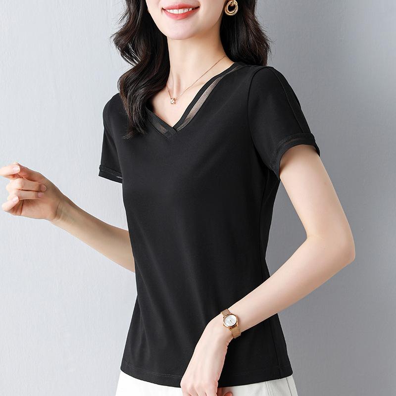 Tシャツ レディース 半袖 Vネック ブラック スキッパー きれいめ シンプル 無地 上品 クルーネック トップス カットソー 母の日 ギフト 贈り物 普段使い 通勤 オフィス オールシーズン・素材: 綿90-95%・スタイル: ゆるめ・袖丈: 半袖・加工: 形態安定・シルエット: ルーズ・ネックライン: Vネック・袖タイプ: レギュラー・流行: 不規則・カラー展開: ホワイト,ブラック,ブルー・サイズ展開: M,L,XL,2XL,3XL,4XL・ジャンル: 日韓カジュアル・カテゴリー: Tシャツ