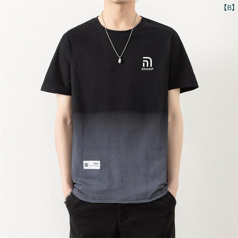 Tシャツ メンズ 半袖 カットソー トップス 純綿 綿100% グラデーション 丸首 クルーネック ゆったり オーバーサイズ ビッグシルエット カジュアル ストリート系 おしゃれ シンプル 春夏 オールシーズン vision-stores-10331960 ビジョンストア サンプル画像3