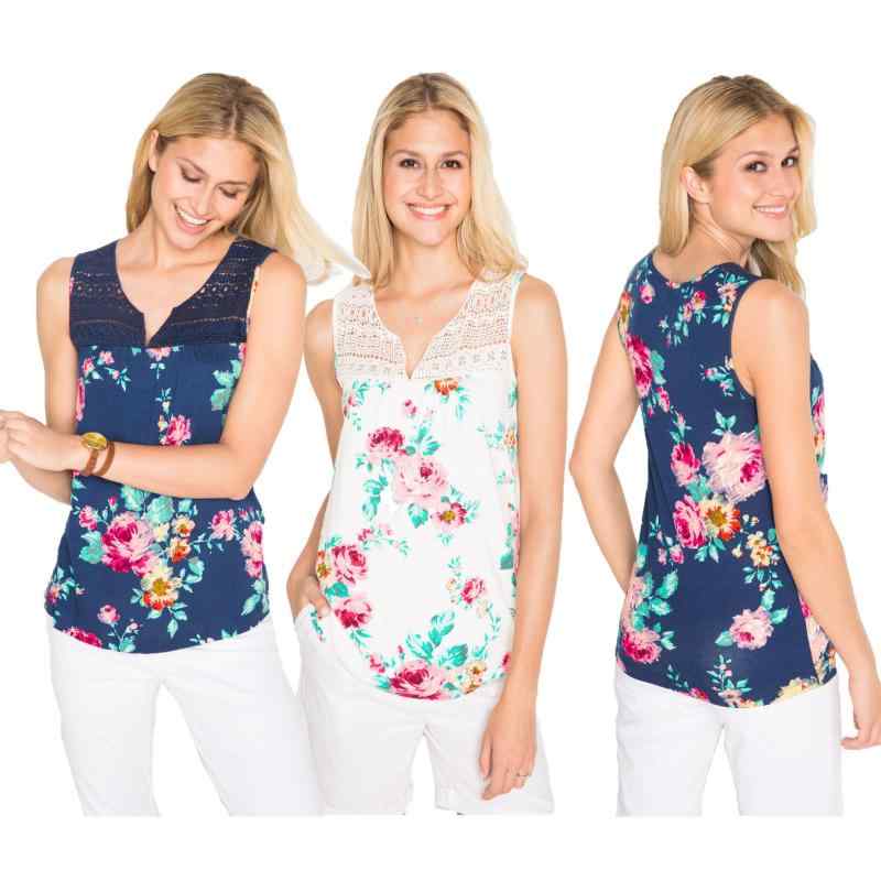 Tシャツ レディース ノースリーブ カットソー 欧米風 春夏 Vネック ゆったり ビッグシルエット 前切り替え レース装飾 カジュアル シンプル 無地 通勤用 通学用 普段使い 体型カバー 涼しい トップス・素材: 綿100%・柄: プリント・スタイル: プルオーバー・袖丈: ノースリーブ・技法: 拼接・フィット感: ルーズフィット・袖型: ノースリーブ・トレンド要素: 透かし彫り、プリント、拼接・カラー展開: ブルー系プリント、ホワイト系プリント・サイズ展開: S,M,L,XL,XXL・スタイルタイプ: エレガントカジュアル・ファッションスタイル: 欧米風・カテゴリ: Tシャツ・性別: レディース・対象年齢: 大人