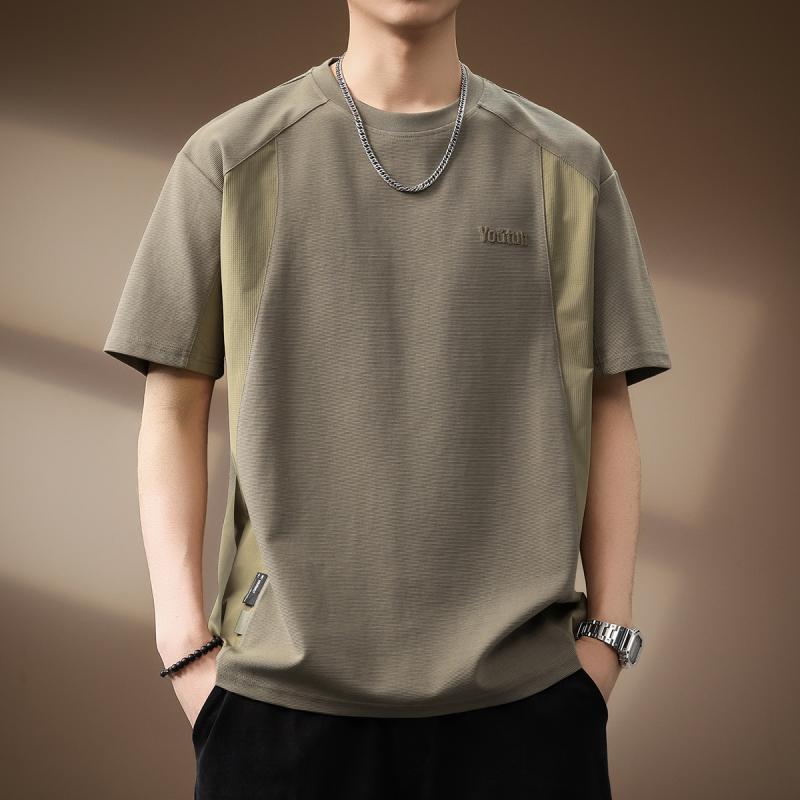 Tシャツ メンズ 半袖 アメリカン ヘビーウェイト テクスチャー感 切り替え オーバーサイズ ビッグシルエット カジュアル ストリート系 夏 オールシーズン vision-stores-10336201 ビジョンストア パッケージ画像