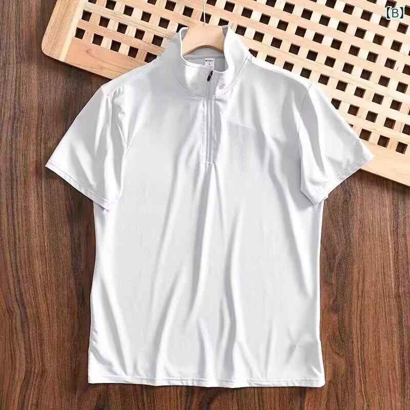 Tシャツ メンズ 半袖 立襟 ハーフジップ 伸縮性 速乾 通気性 スポーツ 運動 カジュアル トレーニング オールシーズン vision-stores-10336345 ビジョンストア サンプル画像3