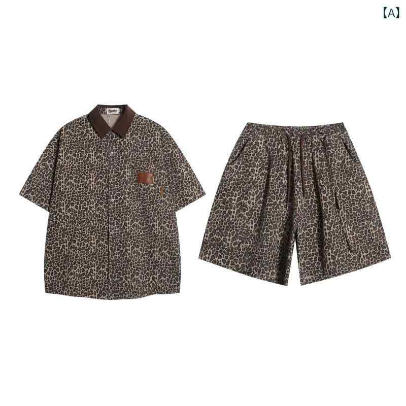 シャツ レディース 半袖 ポロ襟 デニム ヴィンテージ風 レトロ ヒョウ柄 アメリカン トップス 春夏 ストリート カジュアル お出かけ おしゃれ トレンド vision-stores-10342379 ビジョンストア サンプル画像2