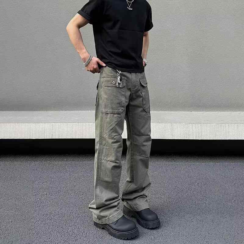 カーゴパンツ メンズ ワークパンツ ストリート系 ワイドパンツ ズボン ボトムス ゆったり ストレート ワイドレッグ カジュアル ヴィンテージ風 マルチポケット ダボパン ロングパンツ 普段着 オールシーズン・スタイル: 日式復古・スタイル: 青春流行・パンツタイプ: 直筒型・パンツ丈: 長ズボン・ウエスト: 中腰・厚さ: 普通・柄: 無地・誤差: 1-3cm・素材: 綿95%・シーン: カジュアル・裾のスタイル: ストレート・加工: 形態安定・ディテール: マルチポケット・伸縮性: 微弾性・素材: ポリエステル繊維・カラー展開: グレーグリーン・サイズ展開: S, M, L, XL, 2XL, 3XL・カテゴリ: ワークパンツ・対象年齢: 大人・性別: 男性