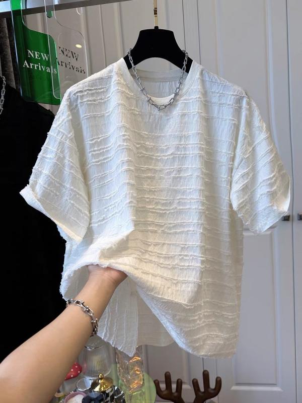 Tシャツ レディース 半袖 トップス カットソー ストライプ 肌理感 ビッグシルエット ゆったり カジュアル 普段着 通学 夏・カテゴリ: Tシャツ・素材: ポリエステル90%-95%・スタイル: 通勤風・ネックライン: クルーネック・袖丈: 半袖・柄: 拼接・フィット感: レギュラーフィット・カラー展開: ホワイト、ブラック・サイズ展開: M、L、XL、2XL、3XL、4XL