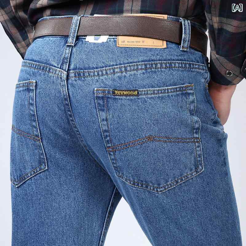 デニムパンツ メンズ 高齢者 深股上 綿100% 秋季 ハイウエスト 薄手 ストレート ゆったり 父親用 ボトムス パンツ vision-stores-10352939 ビジョンストア サンプル画像2