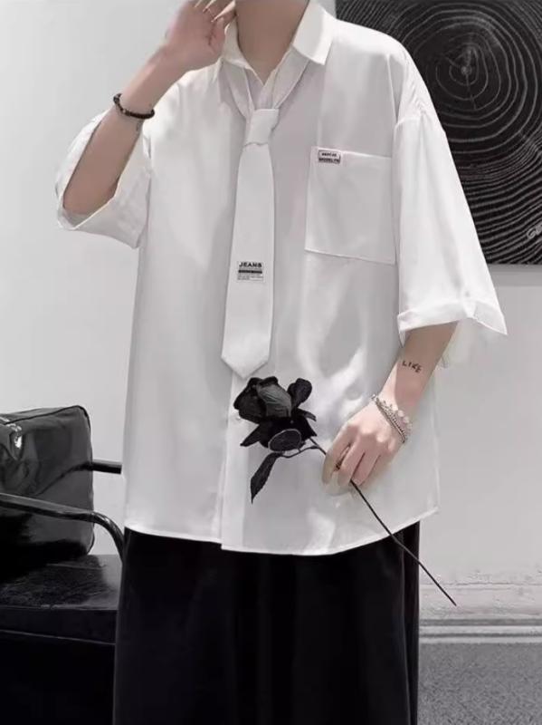 シャツ メンズ レディース 半袖 制服 学院風 接触 シフォン ブラウス ペアルック ...