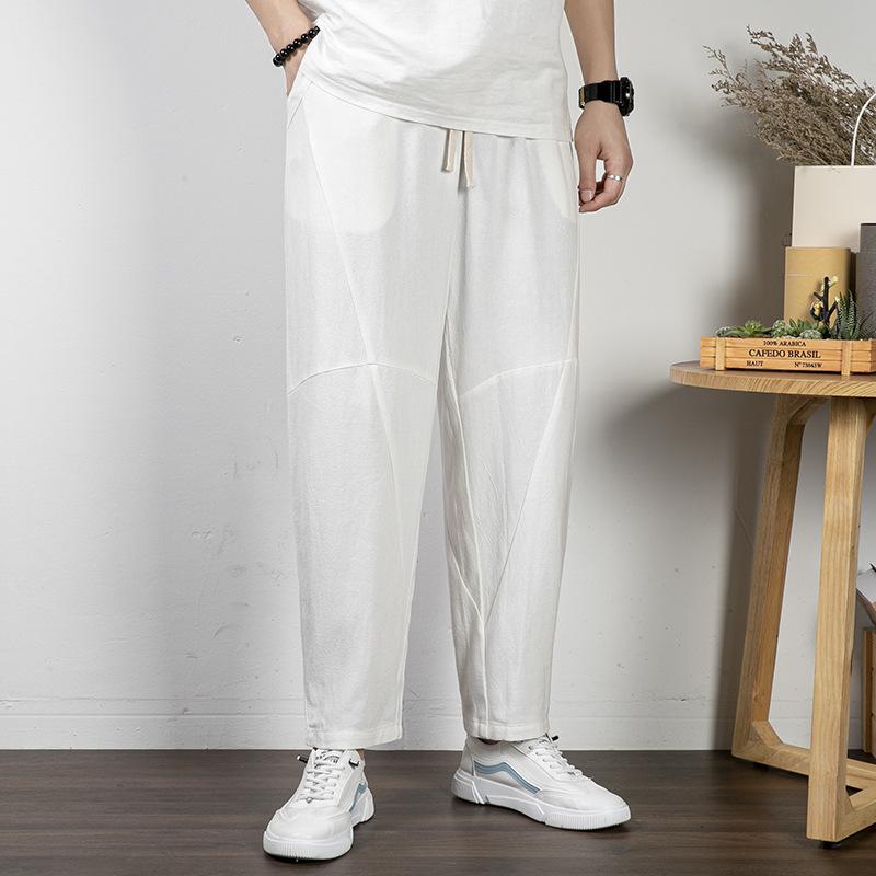 ロングパンツ メンズ カジュアル 綿麻 チャイナ風 サルエルパンツ パンツ ボトムス ゆったり ストレート スポーツ ルームウェア 通気性 吸湿性 軽量 おしゃれ 無地 オールシーズン・カテゴリ: 運動カジュアルパンツ・スタイル: 日系清新・款式: 灯籠パンツ・パンツ型: ルーズ型・パンツ丈: ロングパンツ・ウエスト型: 中腰・ウエストベルト: あり・厚さ: 普通・柄: 無地・対象: 大きいサイズ・生地名: 麻混紡・主な生地成分: 亜麻・主な生地成分含有量: 30%・用途: 日常・裾スタイル: 小直筒・加工: 形態安定処理・デザイン詳細: ポケット装飾・伸縮性: なし・素材: 麻・カラー展開: ホワイト, グレー, ブラック, アプリコット, ダークブルー・サイズ展開: L, XL, XXL, 3X, 4X, 5X, 6X・対象年齢層: 大人・性別: 男性