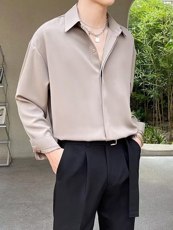 シャツ メンズ トップス カジュアル 長袖 襟付き きれいめ 大人カジュアル 無地 春夏 シンプル 通勤 普段使い 紳士服 vision-stores-10356876 ビジョンストア パッケージ画像