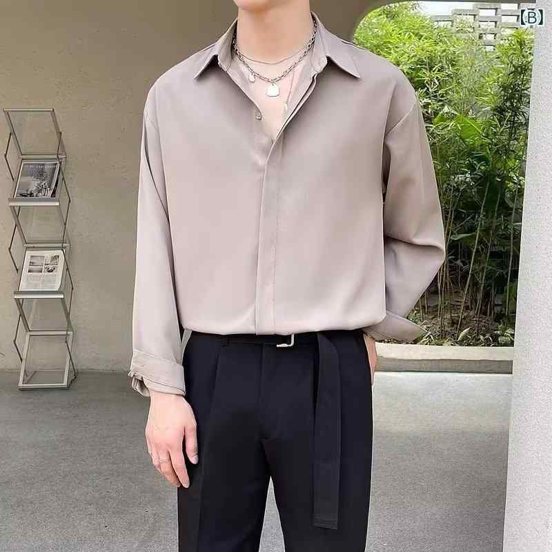 シャツ メンズ トップス カジュアル 長袖 襟付き きれいめ 大人カジュアル 無地 春夏 シンプル 通勤 普段使い 紳士服 vision-stores-10356876 ビジョンストア サンプル画像3