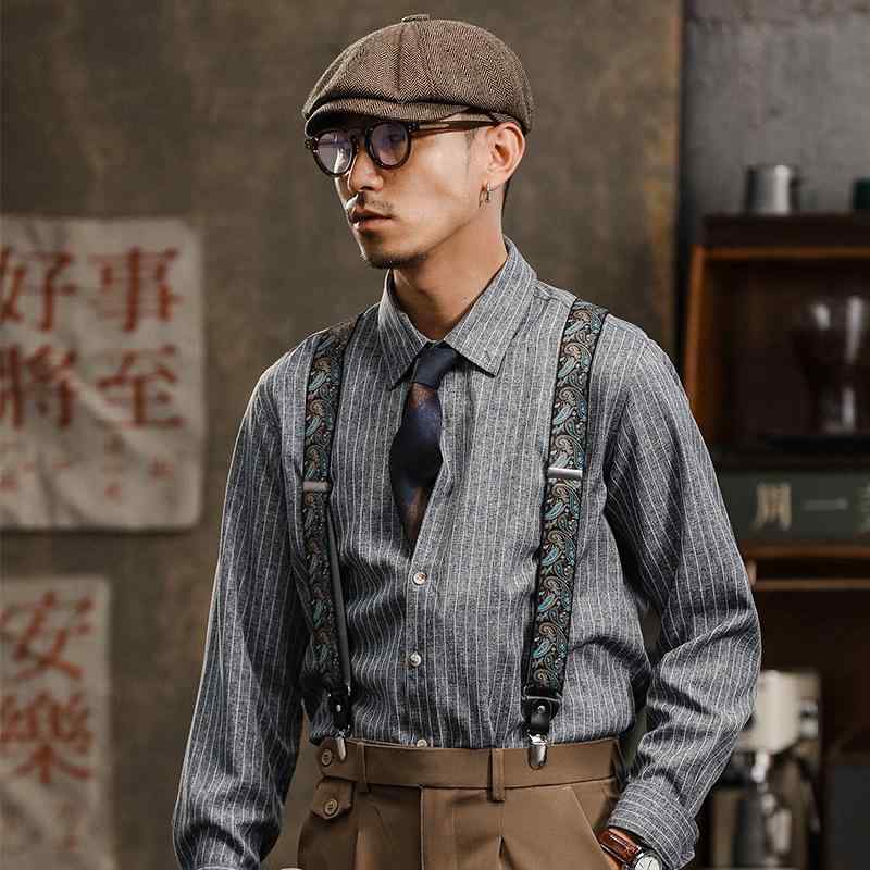 シャツ メンズ 長袖 ストライプ ビジネス カジュアル 高級感 英国風 ヴィンテージ風 襟付き ボタン 春秋 トップス・素材: 綿混紡・素材機能: 免燙・糸の太さ: 40番手・スタイル: レトロ・タイプ: カーディガン・シルエット: ゆるめ・襟型: 襟付き・袖丈: 長袖・柄: ストライプ・厚さ: 普通・誤差範囲: 1-3cm・ディテール: ステッチ・対象: ティーンエイジャー・メイン素材: 綿・メイン素材混用率: 71-80%・着用シーン: カジュアル・カラー: グレー・サイズ展開: M,L,XL,2XL,3XL・加工: プリント/染色・対象年齢層: 大人・対象性別: 男性・製品カテゴリー: シャツ