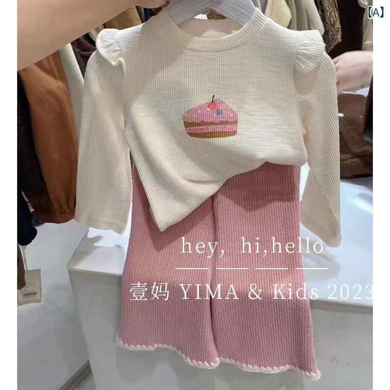 セットアップ 女の子 キッズ 春秋 長袖 Tシャツ トップス カットソー フリル 花柄 ...
