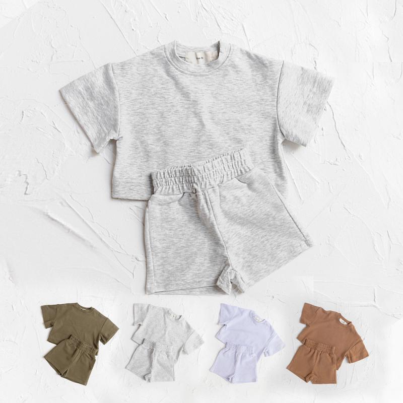 セットアップ ベビー キッズ 男の子 女の子 半袖 Tシャツ ショートパンツ 上下セット トップス ボトムス 半ズボン 運動着 ルームウェア 部屋着 普段着 パジャマ 無地 柔らかい 薄手 吸汗 通気性 コットン 綿 カジュアル 春夏