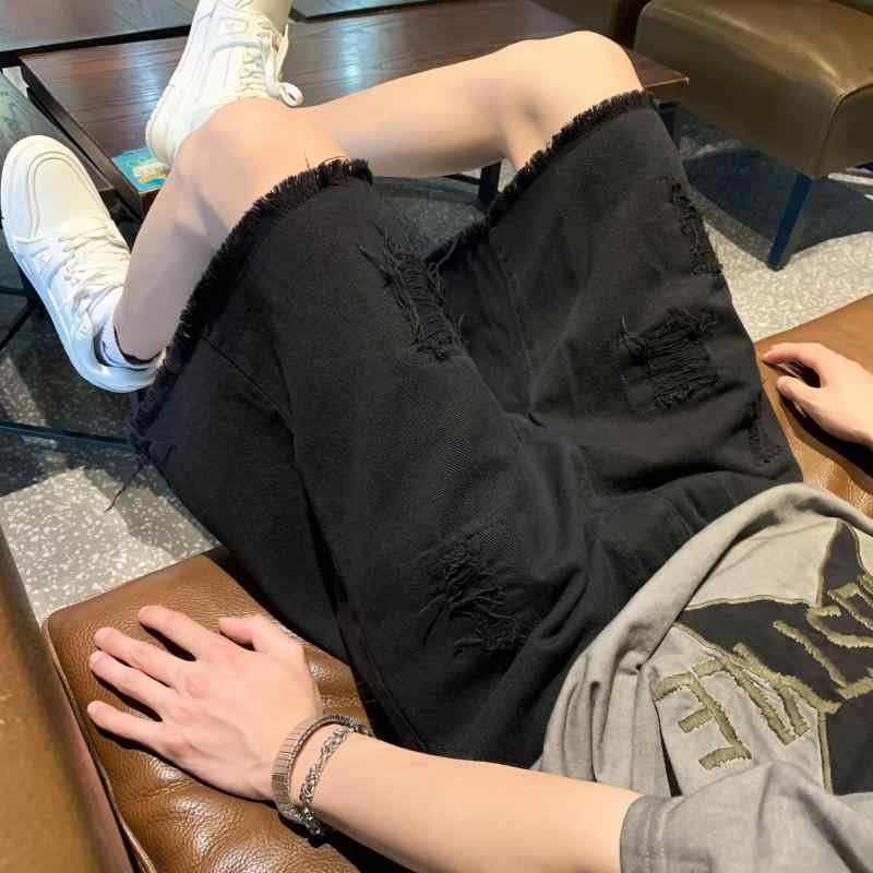 ハーフパンツ メンズ 大きいサイズ デニム ダメージ加工 アメカジ ヴィンテージ風 ストリート系 ウエストゴム 五分丈 切りっぱなし裾 春夏 伸縮性 カジュアル 普段使い インディゴ系 vision-stores-10364889 ビジョンストア パッケージ画像