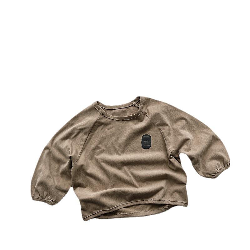 Tシャツ カットソー トップス キッズ 子供 男の子 女の子 ベビー プルオーバー 長袖 インナー レトロ プリント 日系 カジュアル 綿 コットン 着まわし 普段使い 通園 通学