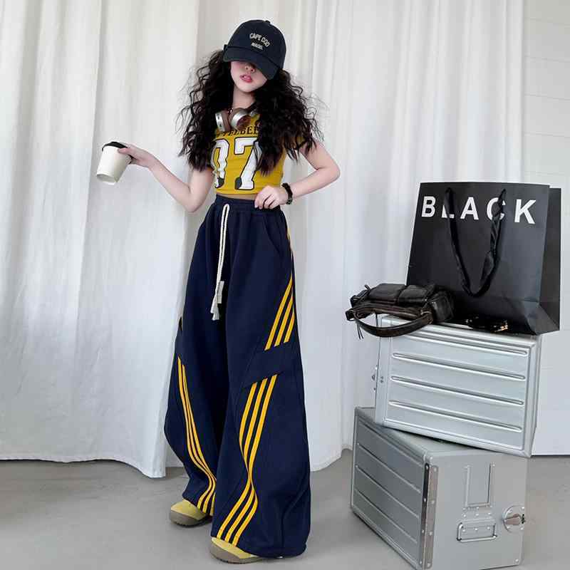 セットアップ 女の子 キッズ ジュニア 子供 半袖 トップス シャツ Tシャツ ワイドパンツ 運動 スポーツ カジュアル 普段使い 春夏 かわいい おしゃれ