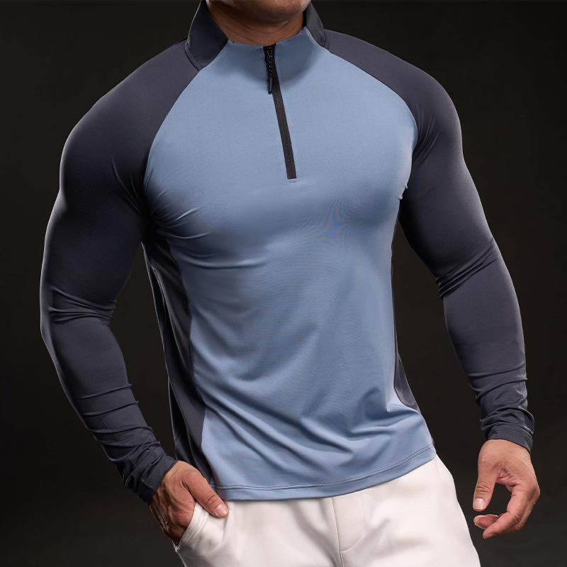 長袖Tシャツ メンズ ハーフジップ 伸縮性 吸湿速乾 通気性 軽量 アウトドア フィットネス 普段使い サイクリングウェア オールシーズン・スタイル: 青春流行・主な素材: ポリエステル・柄: 無地・フィット感: オーバーサイズ・対象: 青少年・ネックライン: スタンドカラー・袖丈: 長袖・フード: フード非搭載・厚さ: 薄手・誤差範囲: 約1-3cm・生地の種類: 化繊混紡・素材構成: 91-95%・用途: スポーツ・デザイン詳細: バイカラー・プリントテーマ: カスタム/DIY・加工: ノーアイロン・カラー: 白/青、青/灰、灰/黒・サイズ: M、L、XL、2XL、3XL・袖のタイプ: ラグラン袖・重量: 約180-250g・機能: 防水、高弾性、防汚・対象年齢: 大人・性別: 男性・カテゴリ: Tシャツ