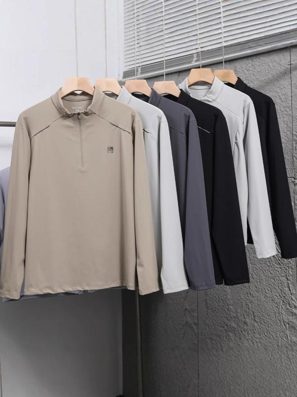 長袖Tシャツ メンズ レディース トップス 春秋 アウトドア ハーフジップ スタンドカラー 柔らか 快適 通気性 スポーツ 通勤用 普段使い シンプルデザイン