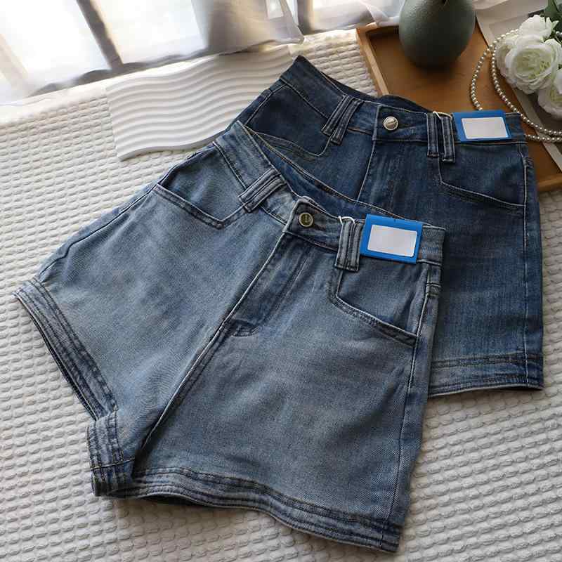 ショートパンツ レディース デニム ボトムス ハーフパンツ ジーパン ジーンズ 短パン ホットパンツ aライン ハイウエスト レトロ ヴィンテージ風 カジュアル シンプル 無地 ブルー 美脚 脚長 普段使い 通学 デート 夏 サマー
