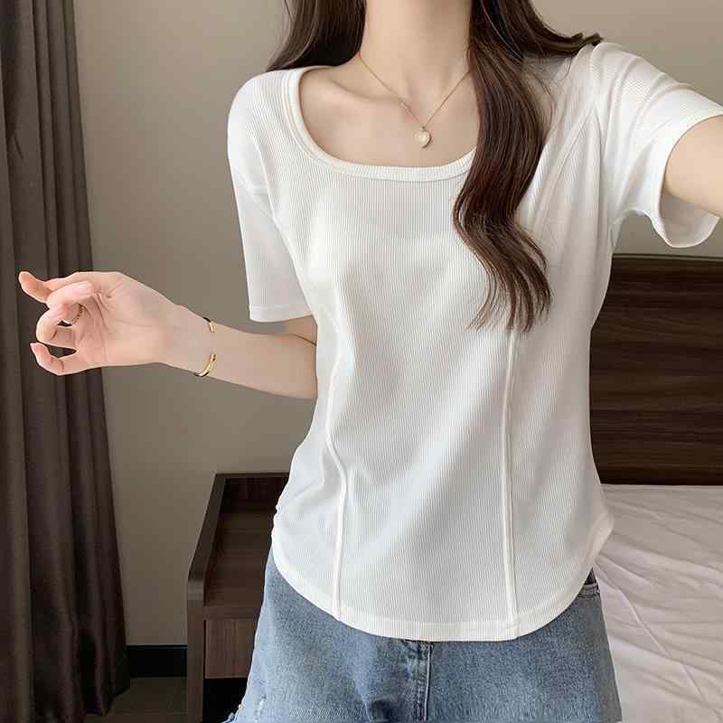 Tシャツ レディース 半袖 トップス カットソー インナー プルオーバー ラウンドネック 不規則 アシンメトリー 無地 着痩せ 細見え ぽっちゃり 体型カバー 大きいサイズ ゆったり カジュアル 韓国風 フェミニン 重ね着