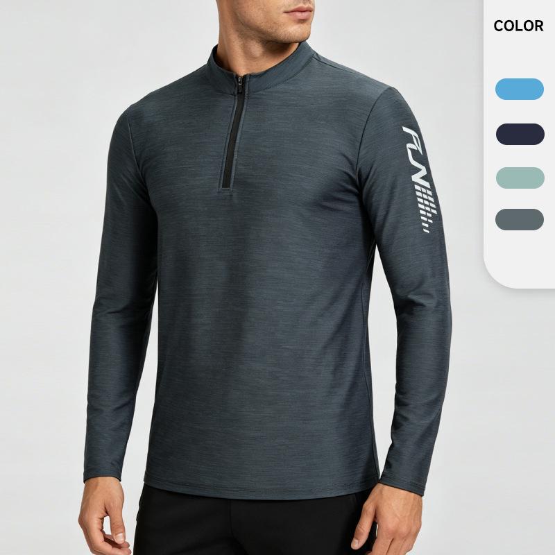 Tシャツ メンズ 長袖 運動着 スポーツウェア トップス 紳士用 ハーフジップ 修身 速乾 吸汗 伸縮性 ストレッチ トレーニング フィットネス ランニング マラソン バスケットボール ジムウェア アクティブシャツ 秋冬物・カテゴリ: スポーツウェア・対象: メンズ・柄: 無地・誤差範囲: 1-2cm・素材（表地）: ポリエステル 90%・素材（裏地）: スパンデックス 10%・対応シーン: ランニング、フィットネス、スポーツトレンド・カラー展開: ブルー、ロイヤルブルー、ダークグレー、ライトグリーン・サイズ展開: M、L、XL、2XL、3XL・袖丈: 長袖