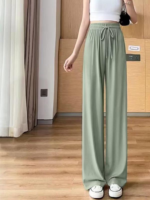 カジュアルパンツ レディース 接触 ワイドパンツ ロングパンツ イージーパンツ サルエルパンツ チノパン ボトムス パンツ ハイウエスト 落ち感 薄手 軽量 ストレッチ 伸縮性 通気性 吸湿速乾 涼しい グリーン 緑 普段使い 旅行 通勤 通学 vision-stores-10378959 ビジョンストア パッケージ画像