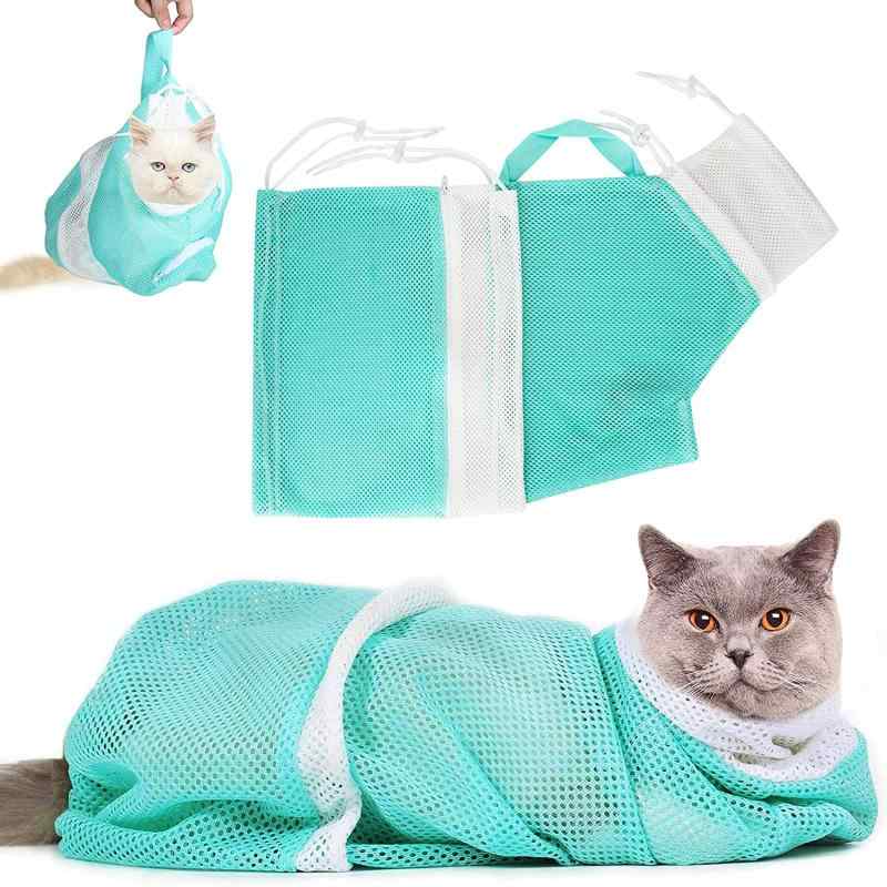 猫用 みのむし袋 猫爪切りネット お風呂バッグ シャワーバッグ 猫袋 洗える 爪切り補助具 耳掃除 注射 点眼 シャンプー 脱走防止 おでかけ 猫用品【猫用ネット袋アップ版】：猫ちゃんのお風呂に、くるんで落ち着かせて洗うことができ、そのまま乾かすこともできる便利な猫ネット袋です。特殊ポリエステル、引っ張り力がよくて、丈夫な荷重能力で猫ちゃんに引っ張られても破れません。ご安心に使ってください。柔らかいメッシュ素材のネットだから大切な猫ちゃんを傷つけません。【猫の爪切りの保定にも大活躍】爪切りが苦手で暴れてしまう猫におすすめです。ネットに入ることでおちついてくれるので爪切りがしやすくなります。【安全性満々】：猫ちゃんの乱暴をされないよう、猫を歯磨き、美容、爪切り、耳掃除をする時に、安定にためケアができるネットです。猫が引っ掻かれることと噛み付けることが防止できます。猫ちゃんと飼い主さんの両方を安全にケアができるネットです。【通気性抜群】：猫用洗濯キャットバッグは高品質のポリエステルで作られて、メッシュのデザインので、猫が入浴する時に水を排出しやすい、通気性もよい、不快感の少ないメッシュ素材を使用しております。【良質で特製】：この猫用ネット袋アップ版は超強靭、脱出しにくく、破れにくいです。超軽量で取り外しも簡単です。鋭敏に動き回る猫、或いはやんちゃでコントロールが難しいペットでも、手軽に対処できます。
