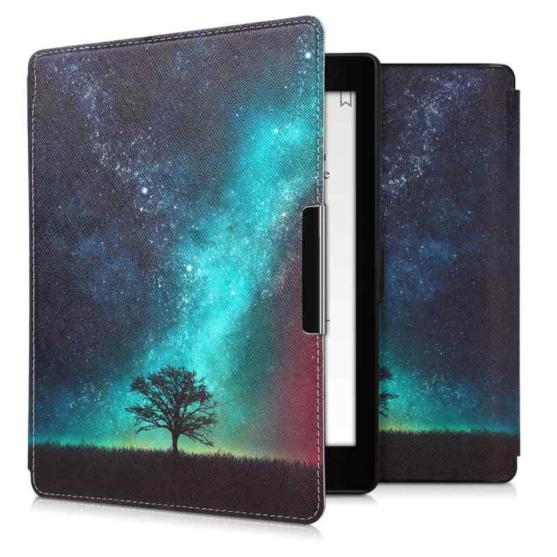kwmobile カバー Kobo Aura ONE対応 ケース - 電子書籍リーダー オートスリープ PUレザー トープ/白色/ブルーグレー
