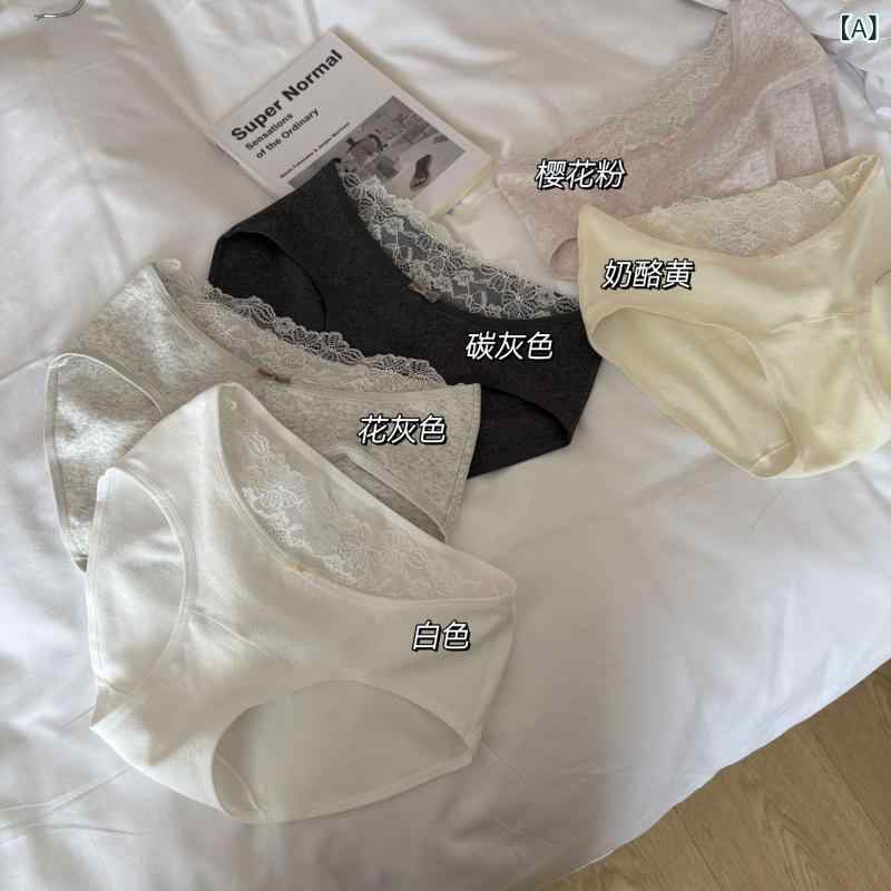 ショーツ レディース インナー 下着 パンツ レース 蝶結び リボン 薄手 コットン 綿 通気性 肌触りが良い 柔らかい 伸縮性 フィット感 かわいい ローライズ ミドルウエスト スタンダード 一枚履き 普段使い デイリー
