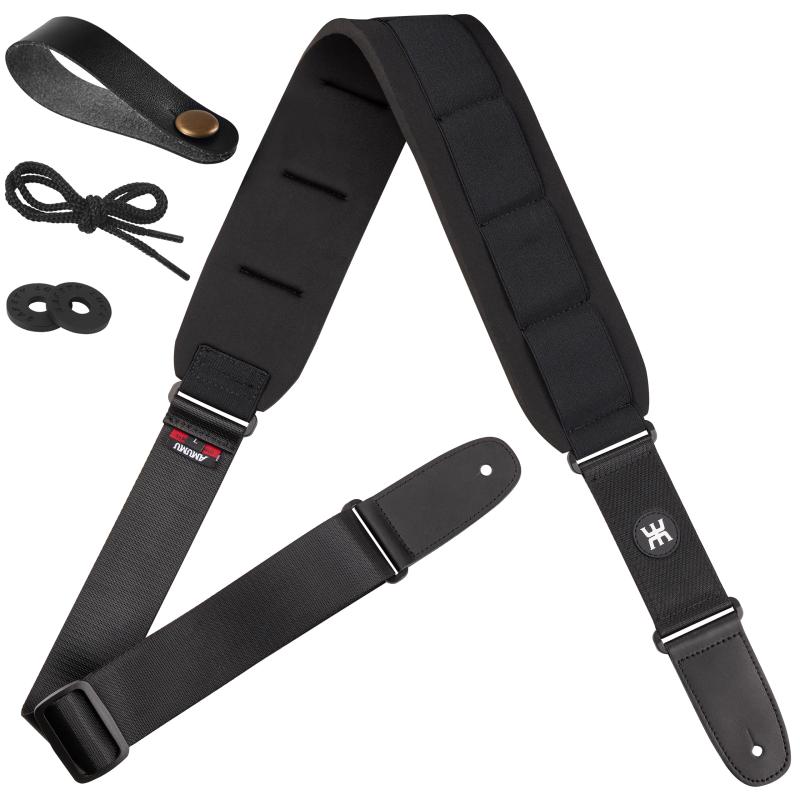 Amumu SBR Guitar Strap with 3.3'' Wide Rubber Padded for Electric Guitar Bass Guitar