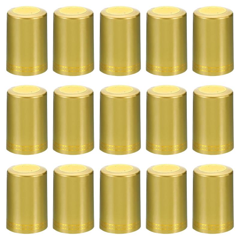 PATIKIL PVCワインボトル用 ヒートシュリンクキャップ 100個入り 33x45mm ワインシュリンクラップシールスリーブキャップ ワインセラーや家庭 キッチン用 ゴー ルドトーン フラワーパターン vision-stores-10396527 ビジョンストア パッケージ画像