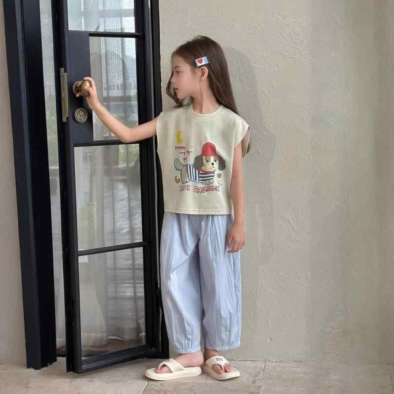ロングパンツ キッズ 男の子 女の子 ズボン ワイドパンツ 親子 ペアルック リンクコーデ 涼しい クール 皺加工 カジュアル ゆったり 通気性 ボトムス