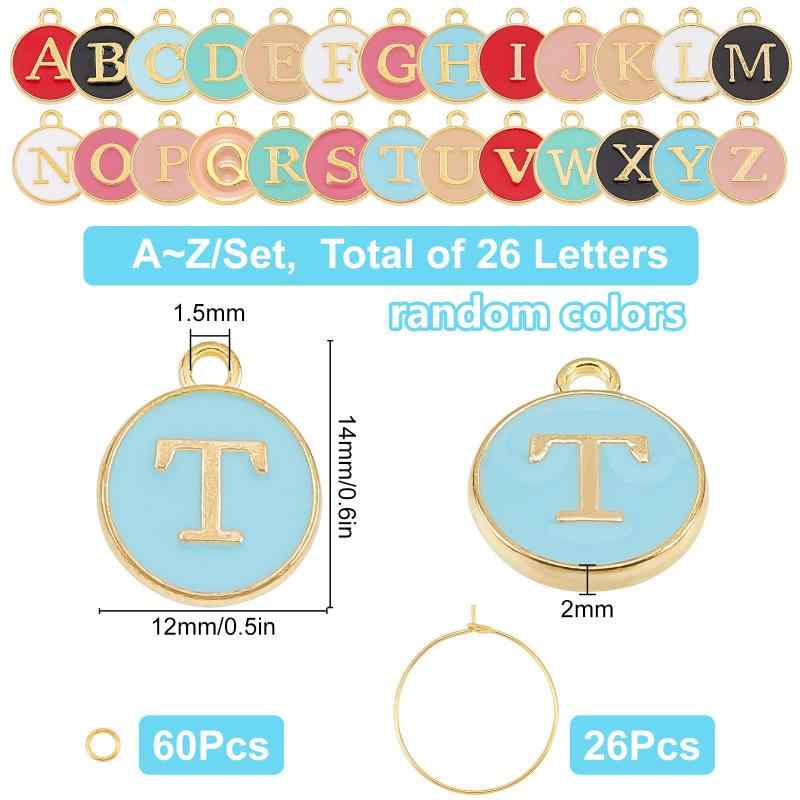 SUNNYCLUE　1箱26個　ワインマーカー　グラスマーカー　ワイングラス　チャーム　クリスマス　ハロウィン　アルファベット　文字　エナメル　レター 　26文字セット　ピアス　A-Z柄　イヤリ vision-stores-10414498 ビジョンストア サンプル画像2