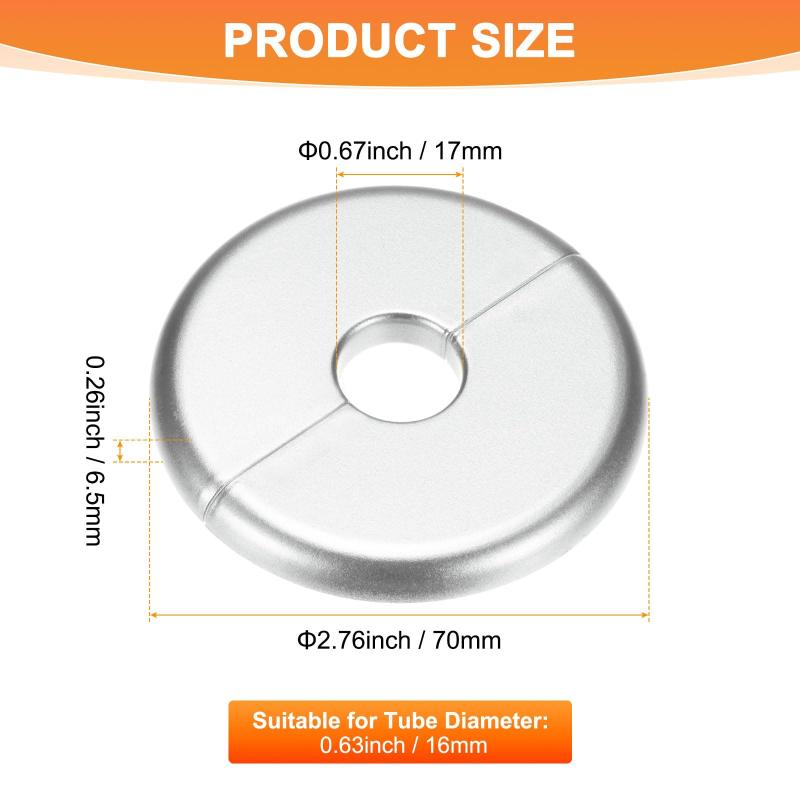 M METERXITY 1パックの壁用スプリットフランジ A BSラウンド自己粘着エスカッションプレートカバーバックル 16 mm/0.63インチ径のパイプアクセサリー/床/シーリング用 配管カバープレート[シルバ vision-stores-10414584 ビジョンストア サンプル画像3