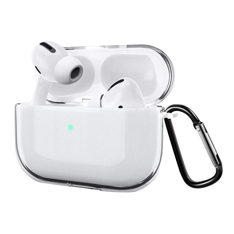 WADEFO 対応 AirPods Pro 2 / AirPods Pro ケース 透明 AirPods Pro2 保護カバー 装着充電可能 TPU素材 分離式 LED可視 ワイヤレス充電対応 カラビナ付き 全面保護 落下防止 キズ防止 耐衝撃 防塵 軽