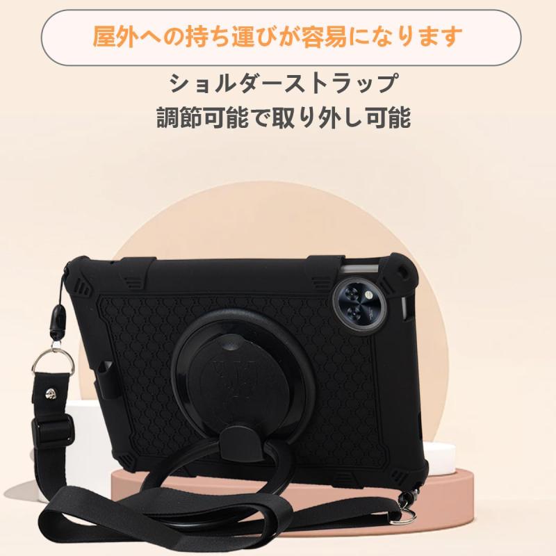 ビジョンストアのFor Luzglo P11 / POPUX P11/U11 / DOOGEE U11/U11 Pro ケース POPUX タブレット 11インチ 2026初登場用 360°回転スタンド スタンド可能 ハンドストラップ付 肩掛け可能ショルダーストラップ付｜アングル3