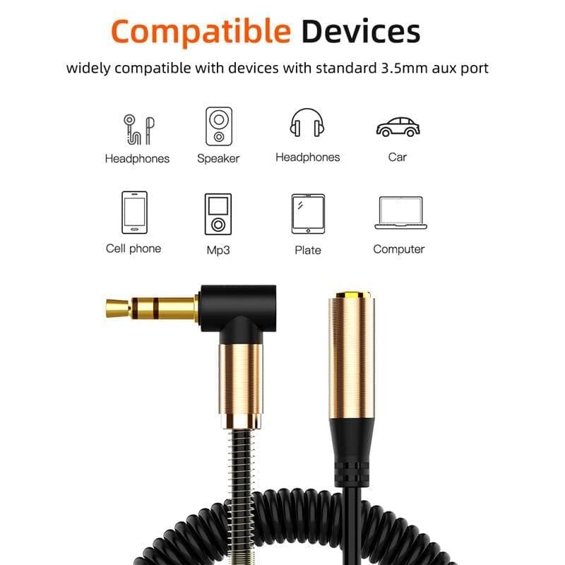 ビジョンストアの3.5 mm補助線、90°音声補助オーディオスパイラルケーブルジャックプラグ｜アングル2