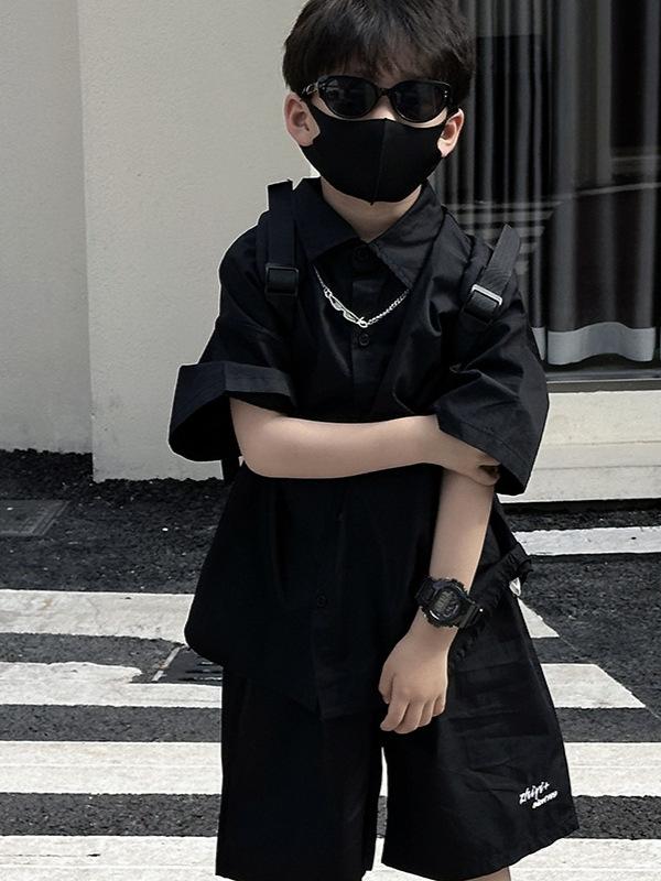 セットアップ キッズ 男の子 半袖 シャツ トップス ハーフパンツ 半ズボン 2点セッ...