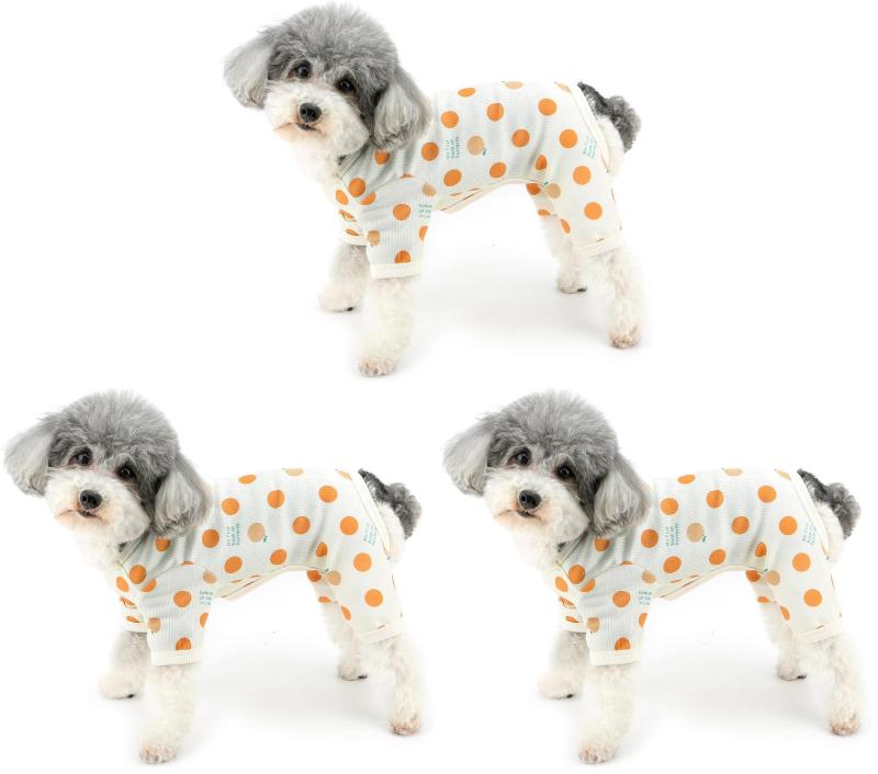 ZUNEA 犬服 春 夏 犬用 つなぎ ロンパース 小型犬 服 かわいい 水玉柄 パジャマ カバーオール Dリング付き おしゃれ 可愛い 部屋着 寝間着 柔らかい 通気性 ペット ドッグウェア 洋服 ストライ vision-stores-10436650 ビジョンストア サンプル画像3
