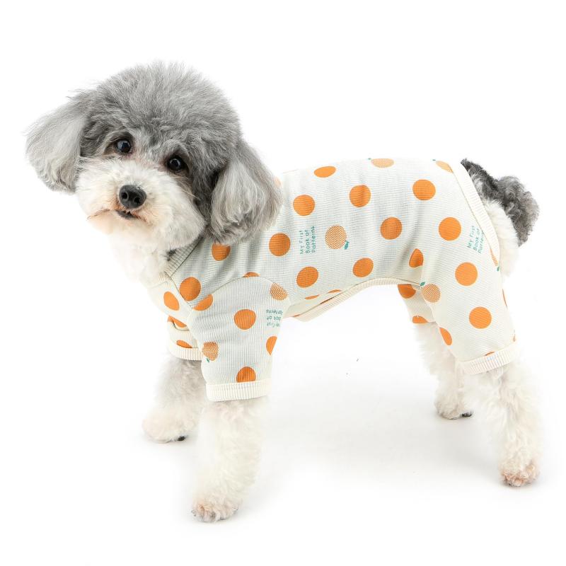 ZUNEA 犬服 春 夏 犬用 つなぎ ロンパース 小型犬 服 かわいい 水玉柄 パジャマ カバーオール Dリング付き おしゃれ 可愛い 部屋着 寝間着 柔らかい 通気性 ペット ドッグウェア 洋服 ストライ vision-stores-10436650 ビジョンストア パッケージ画像