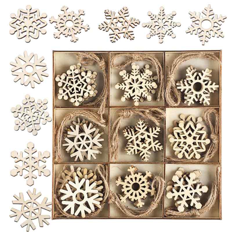 ビジョンストアのクリスマス オーナメント 木製 27点セット クリスマス 飾り 雪の結晶 トナカイ ベル クリスマスツリー おしゃれ 可愛い 北欧 クリスマスツリー 飾り 吊り下げ デコレーション 装飾 小物 飾り｜アングル3
