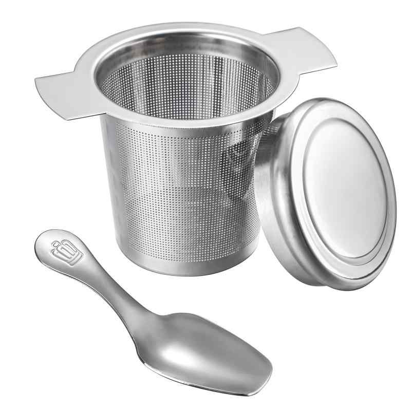 茶こし 茶漉しステンレス製 蓋付き 茶さじ付き